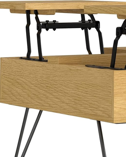 SIMPLIHOME Hunter Lift Top Square Coffee Table, 32 inch, Oak - LeafyLoom