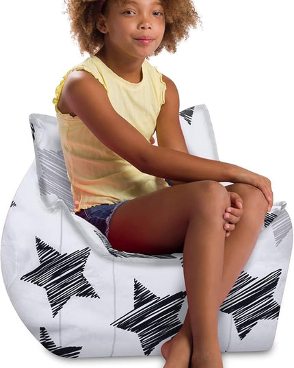 Posh Creations Structured Comfy Bean Bag Chair for Gaming, Reading, and Watching TV, Newport Chair, Canvas - Sketchy Stars - LeafyLoom