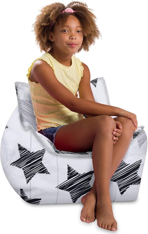 Posh Creations Structured Comfy Bean Bag Chair for Gaming, Reading, and Watching TV, Newport Chair, Canvas - Sketchy Stars - LeafyLoom