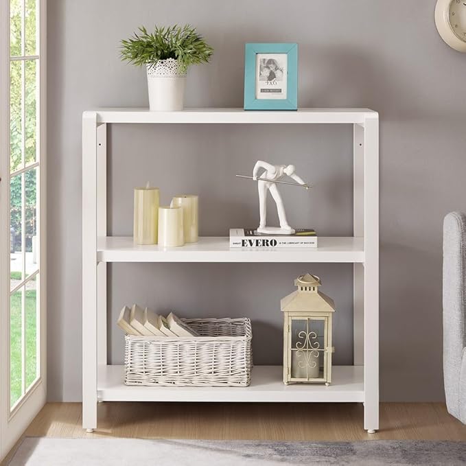 3-tier Bookshelf and Bookcase, Rustic Wood and Metal Book Shelves, Industrial Shelving Unit for Living Room Bedroom, White Oak - LeafyLoom