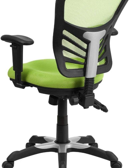 Flash Furniture Nicholas Mid-Back Swivel Office and Gaming Chair, Ergonomic Mesh Office Chair with Adjustable Lumbar Support and Height, Green - LeafyLoom