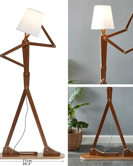 Cool Tall Floor Lamp Decorative Reading Standing Wood Swing Arm Wood Lighting for Corner Kids Boys Girls Bedroom Living Room Home Improvement Office Farmhouse - with LED Bulb (Walnut) - LeafyLoom