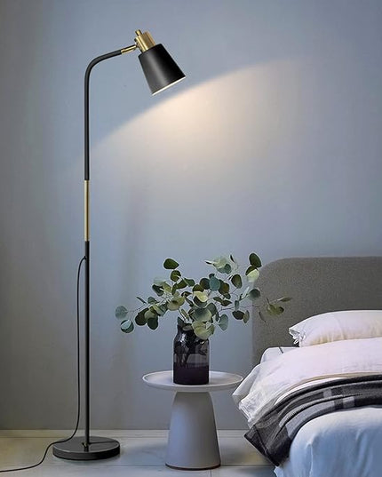 Floor Lamp, Dimmable Floor Lamps for Living Rooms & Bedrooms, Farmhouse Reading Lamp - Standing, Adjustable Metal Heads Indoor Task Lighting for Living Room Bedroom Office Home Décor (Black-01) - LeafyLoom