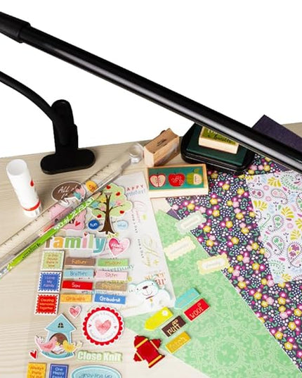 OttLite Clip-On LED Easel Lamp with ClearSun LED Technology - Sturdy Clip Light with On/Off Switch Cord - Adjustable & Flexible Neck for Precise Lighting, Piano, Computer Desks, Shelves & Tables - LeafyLoom