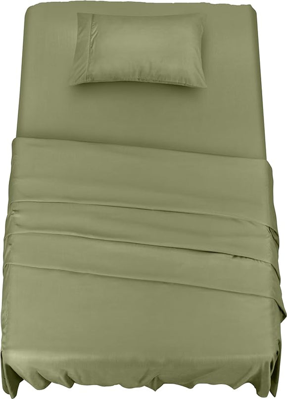 Utopia Bedding Twin Bed Sheets Set - 3 Piece Bedding - Brushed Microfiber - Shrinkage and Fade Resistant - Easy Care (Twin, Olive) - LeafyLoom
