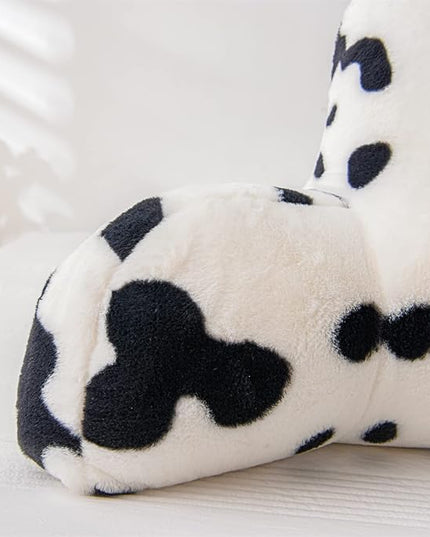 A Nice Night Faux Fur Reading Pillow Bed Wedge Large Adult Children Backrest with Arms Back Support for Sitting Up in Bed/Couch for Bedrest,Cow - LeafyLoom