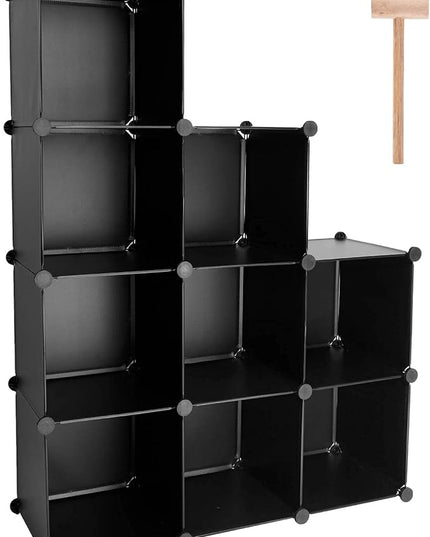 TUMUCUTE Cube Storage Organizer, 9-Cube DIY Plastic Closet Cabinet Modular Bookcase, Storage Shelves for Bedroom Living Room, Office, Black - LeafyLoom