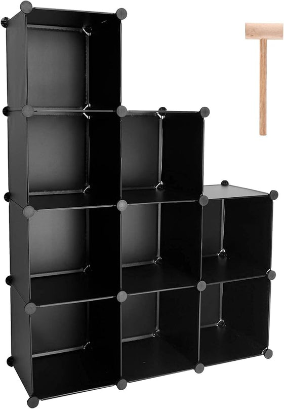TUMUCUTE Cube Storage Organizer, 9-Cube DIY Plastic Closet Cabinet Modular Bookcase, Storage Shelves for Bedroom Living Room, Office, Black - LeafyLoom