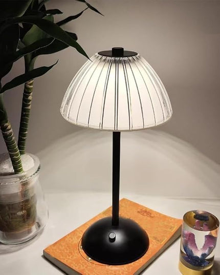 Portable Crystal LED Table Lamp, 3-Levels Brightness Desk Lamp, 3 Color Touch Control Rechargeable Lamp, Night Light, Bedside Lamp,Dining Room Lamp (Black) - LeafyLoom