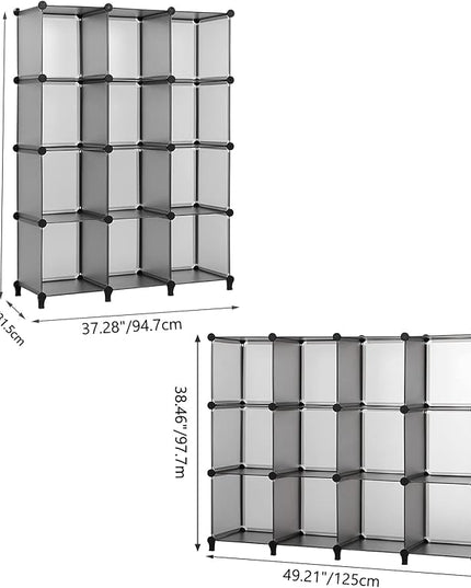 ANWBROAD Cube Storage Organizer 12-cube DIY Modular Closet Organizer Plastic Bookshelf Bookcase Storage Shelves Units Rubber Hammer for Bedroom Office Living Room ULCS012H - LeafyLoom