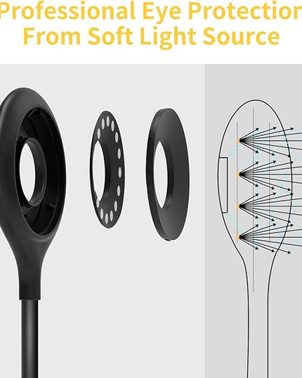 Clip on Light for Bed & Desk, Reading in Bed, Dorm, Battery Operated Rechargeable Clamp Lamp for Headboard, Eye-Caring LED Light with 3 Brightness Modes & Flexible Gooseneck (Black) - LeafyLoom