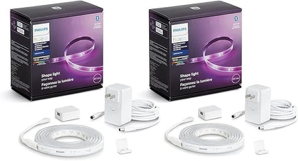 Philips Hue Indoor 6-Foot Smart LED Light Strip Plus Base Kits with Plugs - Color-Changing Single-Color Effect - 2 Pack - Control with Hue App - Works with Alexa, Google Assistant and Apple HomeKit PhilipsHue
