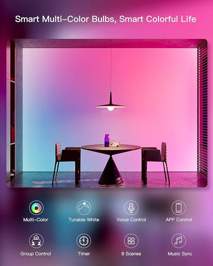 TREATLIFE Smart Light Bulbs, UL Certified WiFi Bluetooth Color Changing Light Bulb, A19 LED Smart Bulb Works with Alexa & Google Home, 60W Equivalent 800 Lumen, for Smart Home Lighting TREATLIFE
