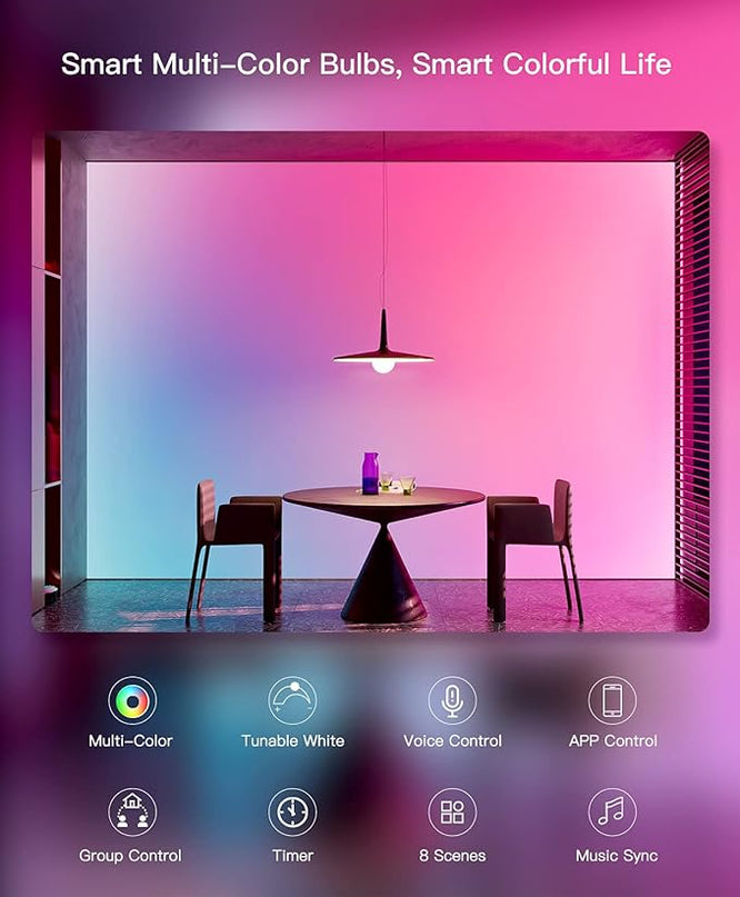 TREATLIFE Smart Light Bulbs, UL Certified WiFi Bluetooth Color Changing Light Bulb, A19 LED Smart Bulb Works with Alexa & Google Home, 60W Equivalent 800 Lumen, for Smart Home Lighting TREATLIFE