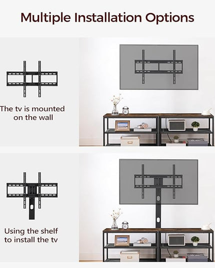 TV Stand with Mount and 4 Power Outlets 59", Entertainment Center Media Console, Swivel TV Stand Mount up to 75 inch TVs, Height Adjustable, Metal Frame for Living Room, Bedroom TVHR35E01V - LeafyLoom