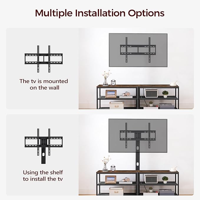 TV Stand with Mount and 4 Power Outlets 59", Entertainment Center Media Console, Swivel TV Stand Mount up to 75 inch TVs, Height Adjustable, Metal Frame for Living Room, Bedroom TVHR35E01V - LeafyLoom
