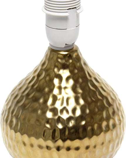 Simple Designs LT2073-GDW Mini Hammered Texture Gold Drip Table Lamp with White Shade - LeafyLoom