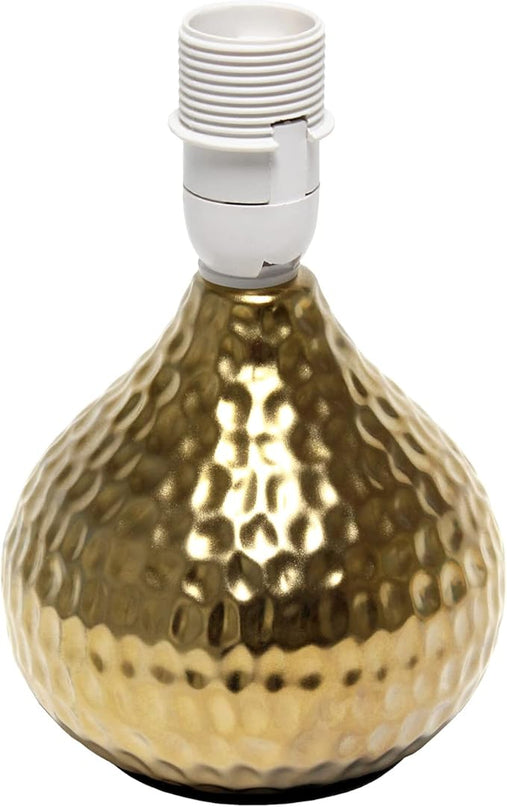 Simple Designs LT2073-GDW Mini Hammered Texture Gold Drip Table Lamp with White Shade - LeafyLoom