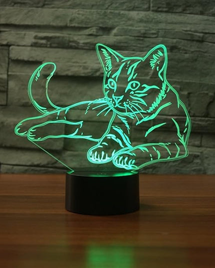 Creative Cat Night Light USB Powered Touch Switch Remote Control LED Decor Optical Illusion 3D Lamp 7/16 Colors Changing Children Kids Toy Christmas Xmas Brithday Gift - LeafyLoom