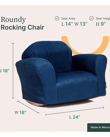 Keet Roundy Rocking Kid's Chair, Navy Microsuede - LeafyLoom