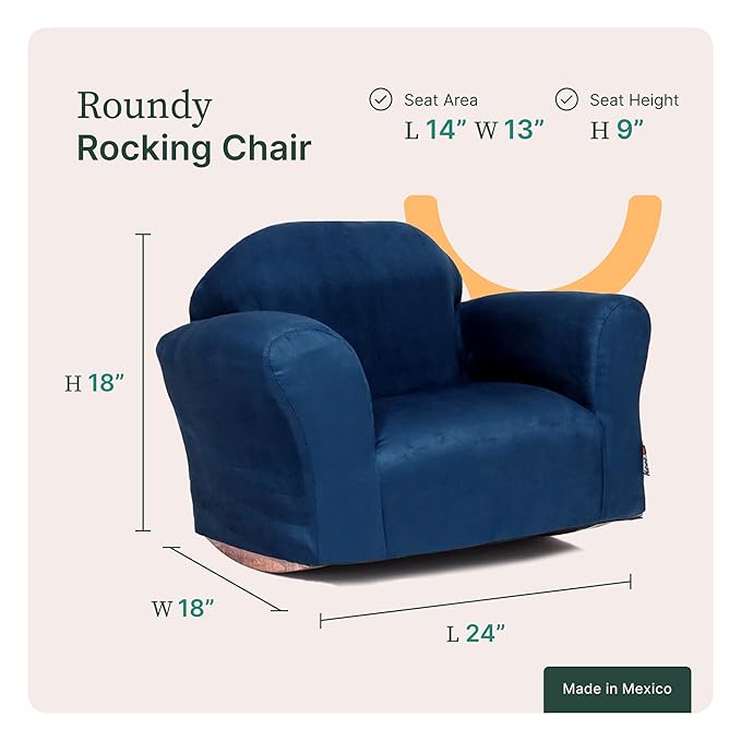 Keet Roundy Rocking Kid's Chair, Navy Microsuede - LeafyLoom