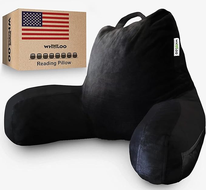 Reading Pillow Sitting Up in Bed Backrest Support Large Adult Back Wedge for Watching TV Bedrest Gerd Heartburn Recovery Snoring Made in The USA 100% Memory Foam w/Removable Washable Cover - LeafyLoom