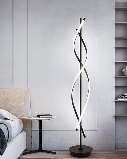 ADISUN 40W LED Remote Control Dimmable Spiral Indoor Tall Floor Lamp for Living Rooms Family Rooms Bedrooms Offices Lighting (Black) - LeafyLoom
