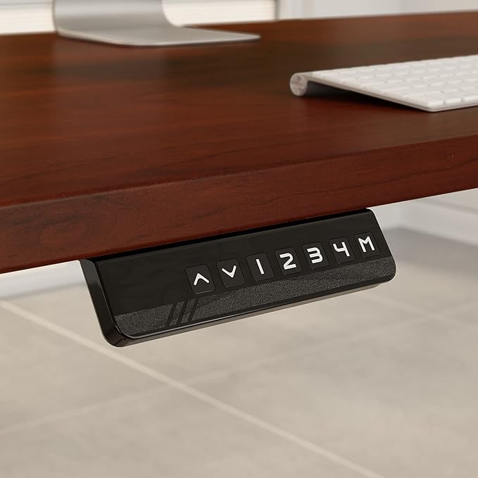 Bush Business Furniture Move 60 Series Electric Ergonomic Sit-Stand Computer Table for Home and Professional Office, 60W x 30D, Hansen Cherry - LeafyLoom