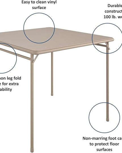 COSCO 5 Piece, Tan Folding Table and Chair Set. - LeafyLoom