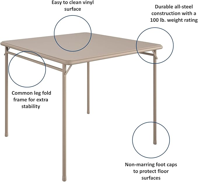 COSCO 5 Piece, Tan Folding Table and Chair Set. - LeafyLoom