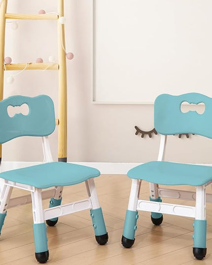 Adjustable Kid Chairs Indoor 3 Level Adjustable Suitable for Children Age 2-6. Maximum load-bearing 220LBS Suitable for Family Classroom and Nursery Child Seat Set (2-Pack-Ink Blue) - LeafyLoom