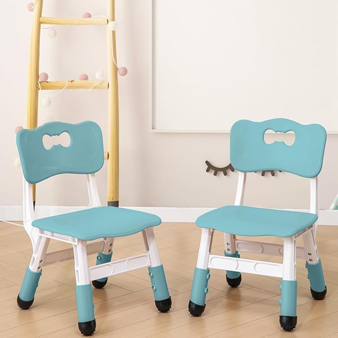 Adjustable Kid Chairs Indoor 3 Level Adjustable Suitable for Children Age 2-6. Maximum load-bearing 220LBS Suitable for Family Classroom and Nursery Child Seat Set (2-Pack-Ink Blue) - LeafyLoom