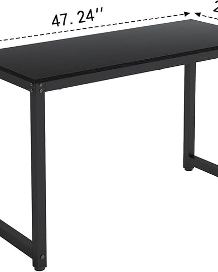 47 Inch Small Space Computer Desk, Home Office Desk, Heavy Duty Multipurpose Table, Study Desk Workstation, Black - LeafyLoom