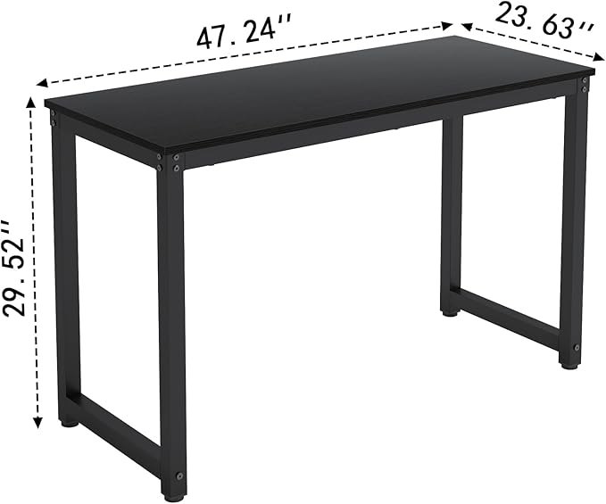 47 Inch Small Space Computer Desk, Home Office Desk, Heavy Duty Multipurpose Table, Study Desk Workstation, Black - LeafyLoom