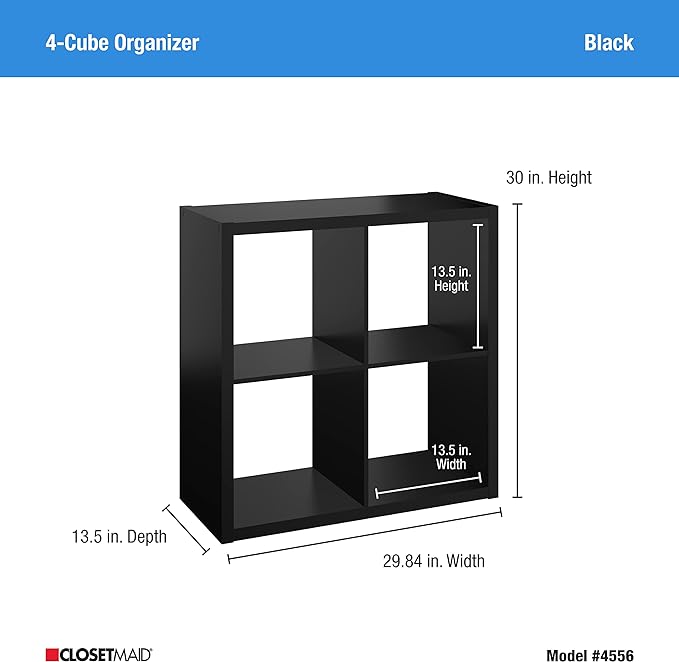 ClosetMaid 4556 Decorative Open Back 4-Cube Storage Organizer, Black - LeafyLoom