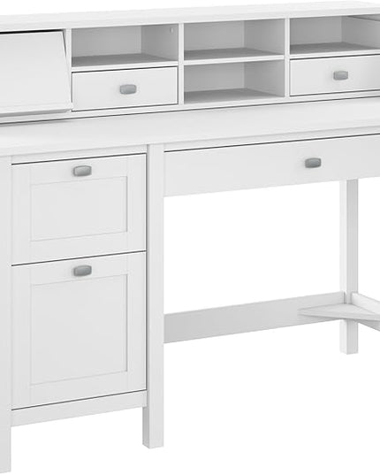 Bush Furniture Computer Desk, Pure White - LeafyLoom