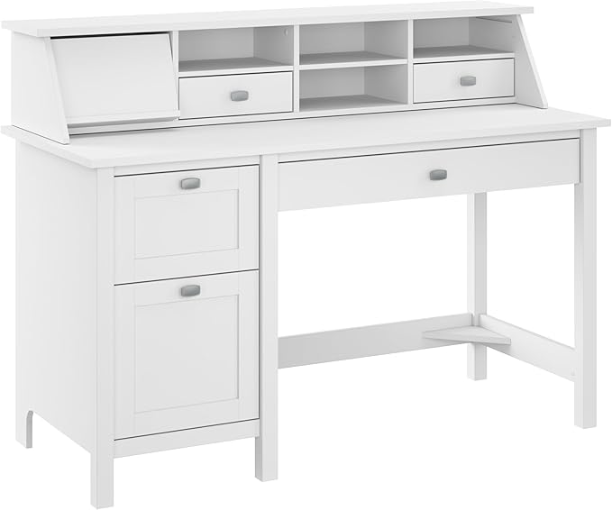 Bush Furniture Computer Desk, Pure White - LeafyLoom