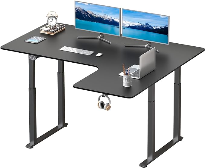 Dripex Standing Desk, 63"/ 71" L Shaped Desk Adjustable Height, Electric Corner Stand Up Desk Large Home Office Desk Computer Workstation, Dual Motor Sit Stand Desk 4 Legs, Super Stable - LeafyLoom