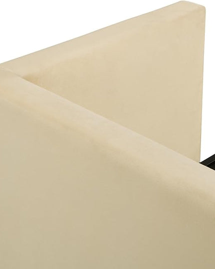 Bellemave Twin Size Upholstered Daybed with Pop up Trundle,Velvet Twin Daybed Frame,Twin to King Daybed,Day bed with Trundle Bed Twin,Tufted Sofa Bed Daybed,Bedroom,Living Room,Guest Room(Beige) - LeafyLoom