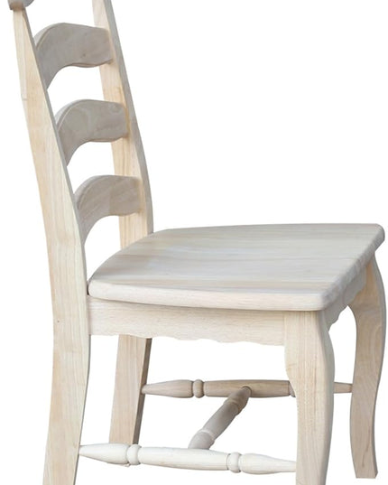 International Concepts Country french Chair with Solid Seat, Unfinished - LeafyLoom