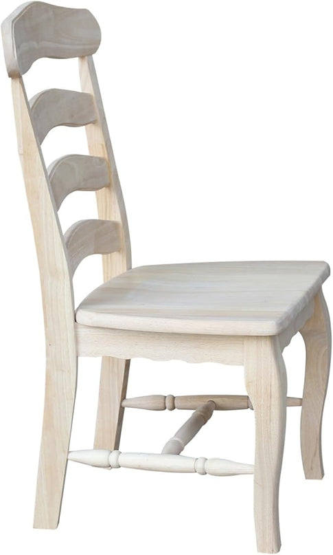 International Concepts Country french Chair with Solid Seat, Unfinished - LeafyLoom