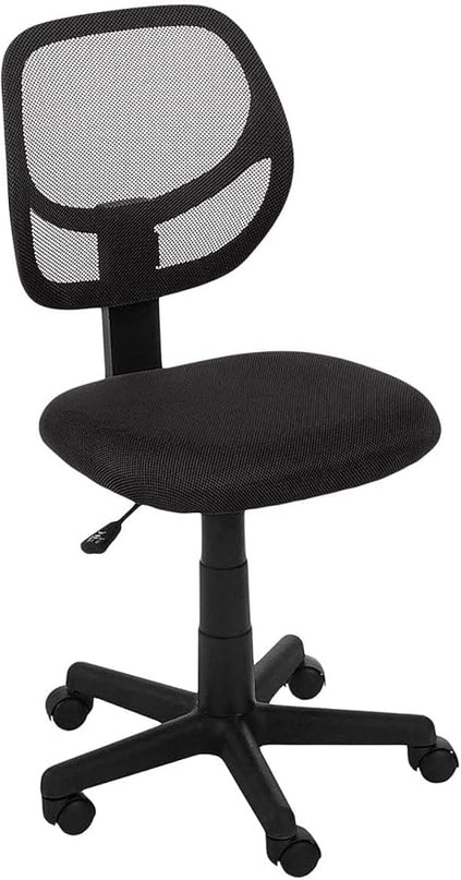 Amazon Basics Office Computer Task Desk Chair, Low-Back, Pneumatic Seat, Breathable Mesh, Adjustable, Swivel, BIFMA Certified, 21.25"D x 22.5"W x 38"H, 270 Pound Capacity, Black Nylon - LeafyLoom