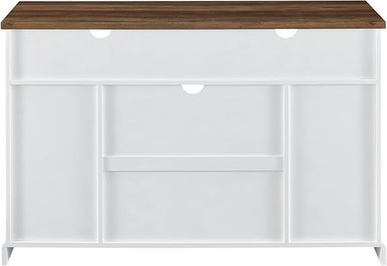 Walker Edison Clayton Farmhouse Sliding Double Barn Door TV Stand for TVs up to 58 Inches, 52 Inch, Solid White - LeafyLoom