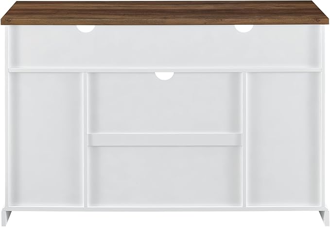 Walker Edison Clayton Farmhouse Sliding Double Barn Door TV Stand for TVs up to 58 Inches, 52 Inch, Solid White - LeafyLoom