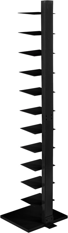 SEI Furniture 12 shelf Metal Spine Book Tower, Black - LeafyLoom