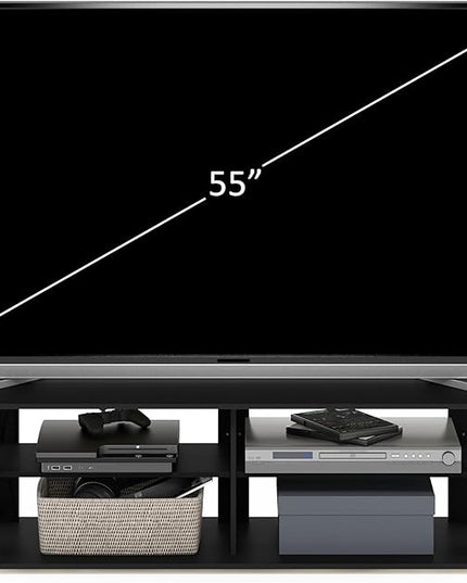Furinno 11191BK THE Entertainment Center TV Stand, Black - LeafyLoom