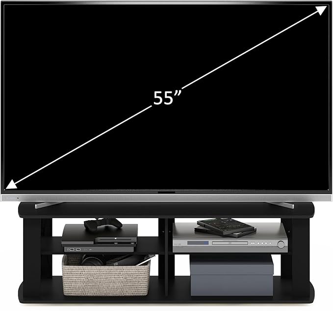 Furinno 11191BK THE Entertainment Center TV Stand, Black - LeafyLoom