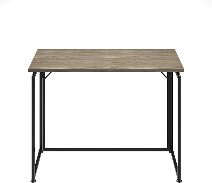 Techni Mobili Space Saving Folding Desk, Grey - LeafyLoom