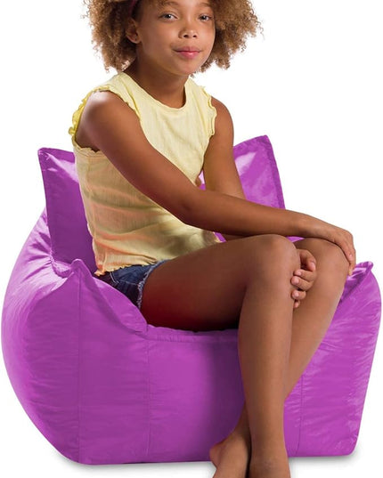 Posh Creations Bean Bag Chair Structured Comfy Seat Use for Gaming, Reading and Watching TV, Newport, Purple - LeafyLoom
