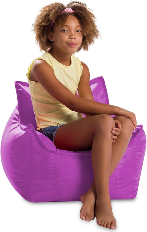Posh Creations Bean Bag Chair Structured Comfy Seat Use for Gaming, Reading and Watching TV, Newport, Purple - LeafyLoom